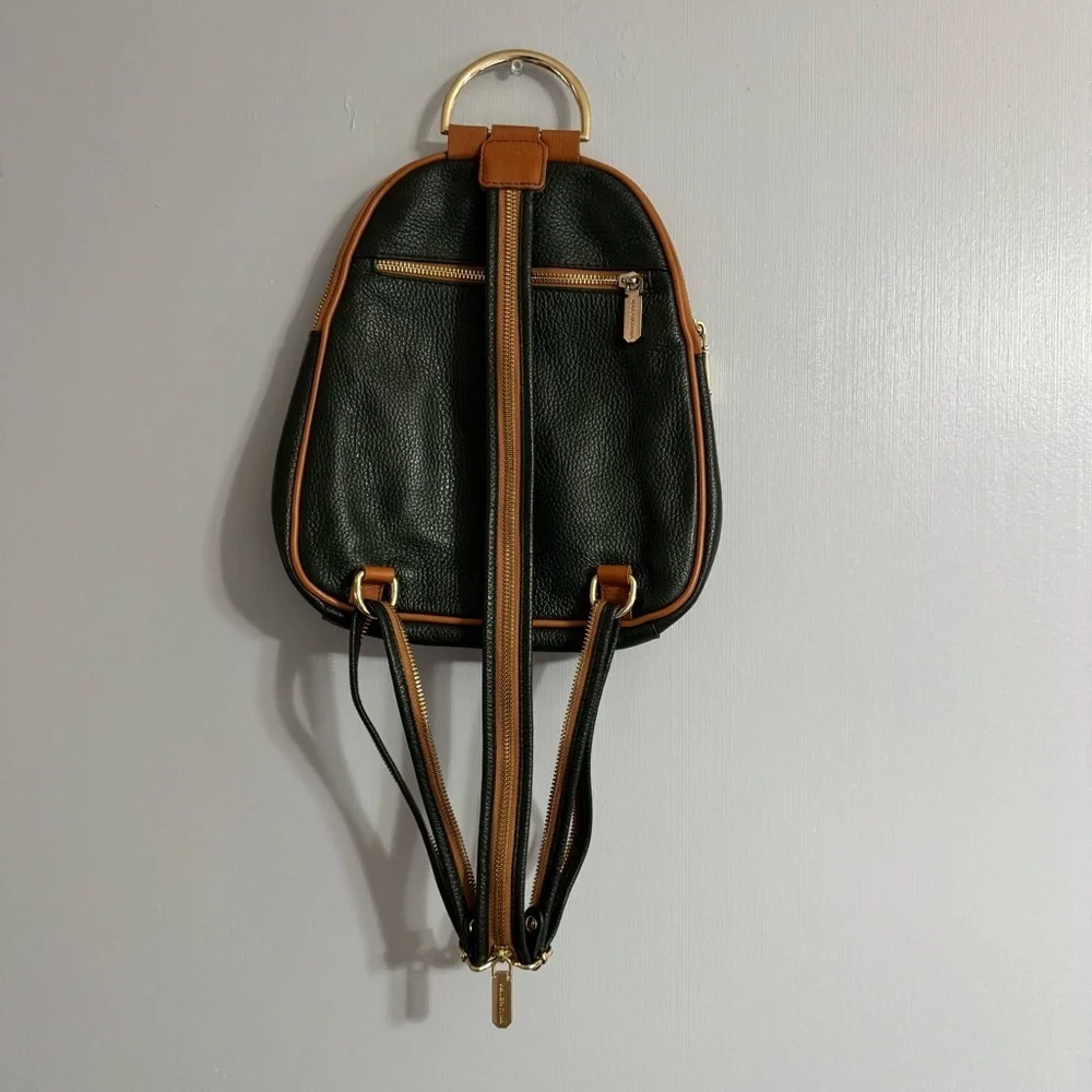 Valentina Dark Green with Brown Italian Small Backpack